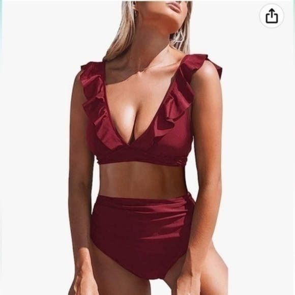 Women Ruffle Bikini Sets Two Piece Push Up High Waist  Bathing Suit Sz XL - Picture 1 of 7